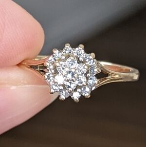Antique 10K Gold Diamond Cluster Ring